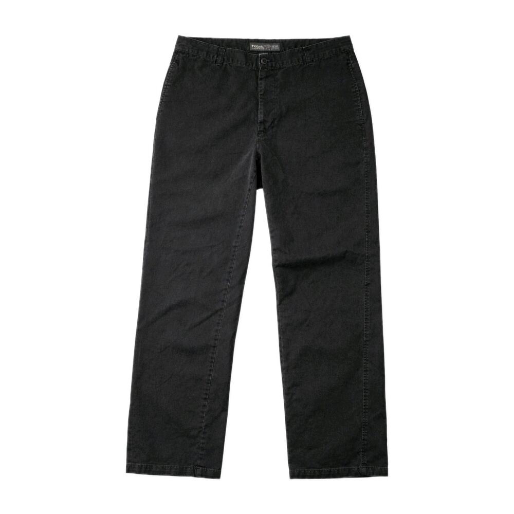 Fossil Mens 38x32 Black Chino Pants Wide Leg Casual Workwear Classic Fit